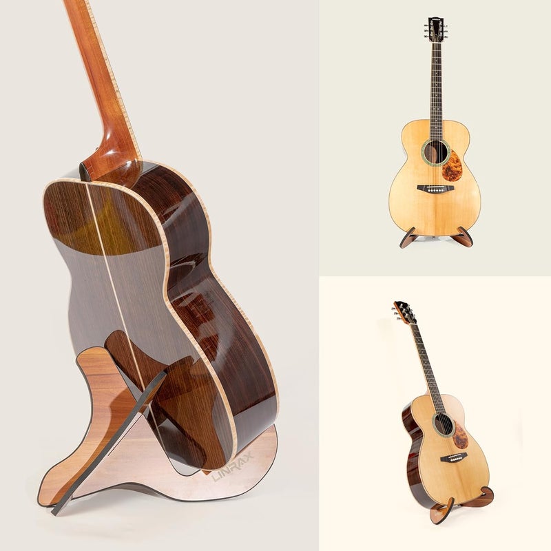 LINRAX GS1 Guitar Stand Floor, Universal Wooden Stand X-Frame, Guitar Holder with Soft Rubber for Acoustic Guitar Classical Guitar Electric Guitar Bass Ukulele Mandolin and More, Guitar Accessories - Image 4